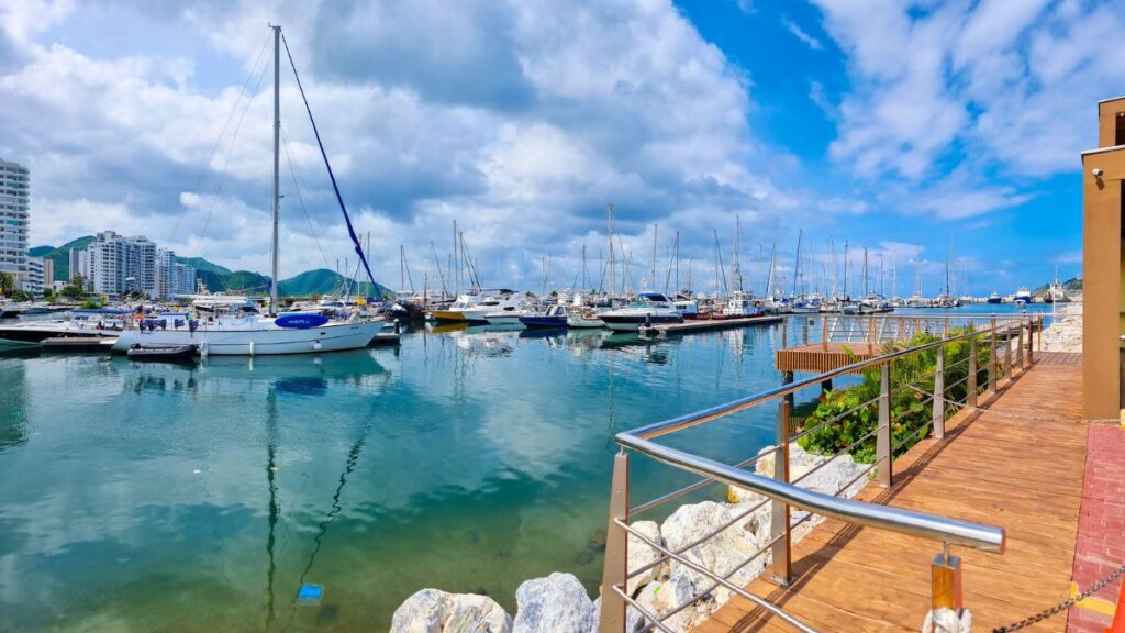 Panoramic View of Sailboats in Santa Marta Colombia