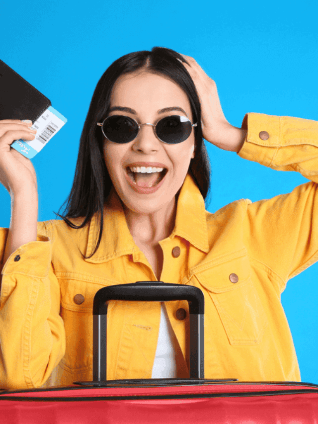 Woman with Passport and Suitcase MSN