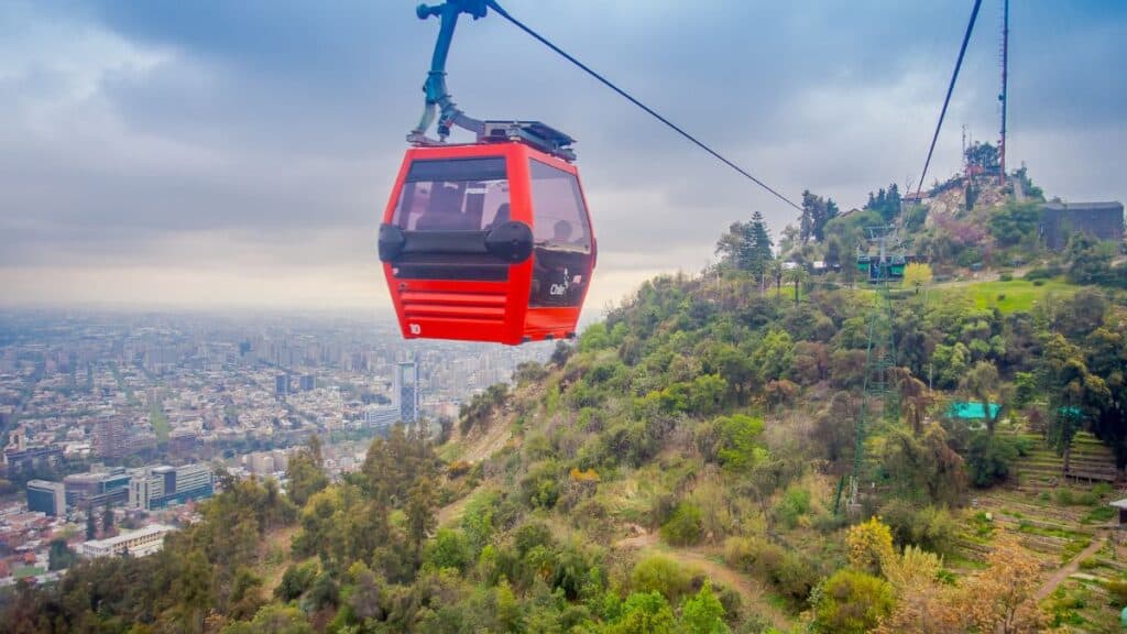 Cable Car In San Cristobal Hill In Santiago Chile