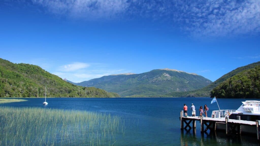 Fishing In Lacar Lake Patagonia Argentina Stock