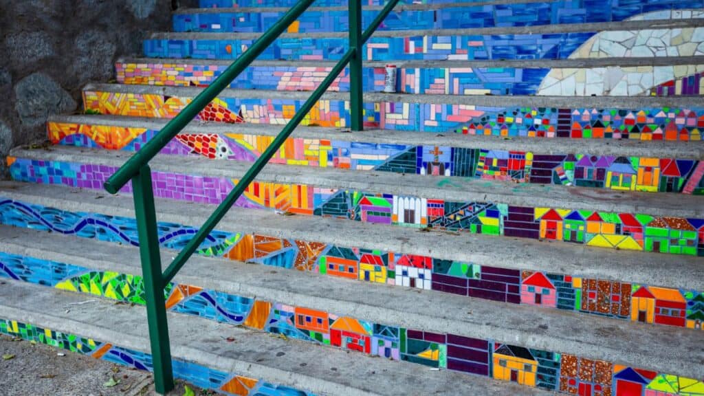 Colorful Staircase In Valparaiso Chile