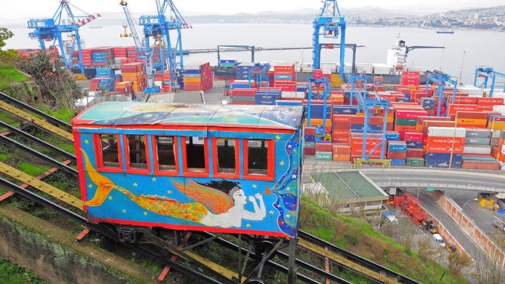 Funicular Railway In Valparaiso Chile