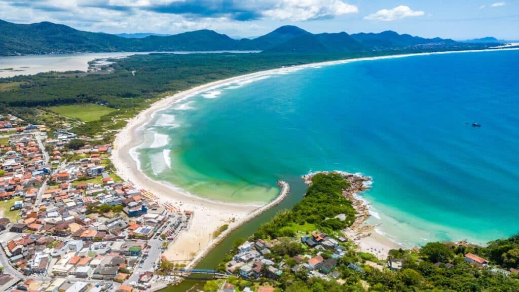 Aerial View Of Barra Da Lagoa And Lagoa Da Conceicao Lake In Florianopolis Santa Catarina Brazil