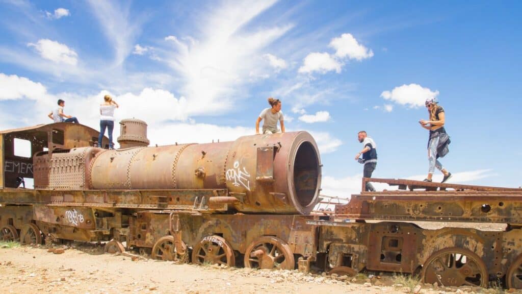 Great Train Graveyard Train Cemetery In Bolivia Desert