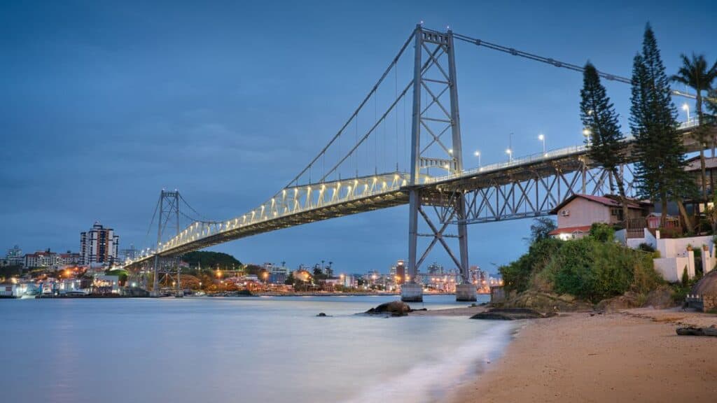 Hercilio Luz Bridge In Florianopolis Santa Catarina Brazil