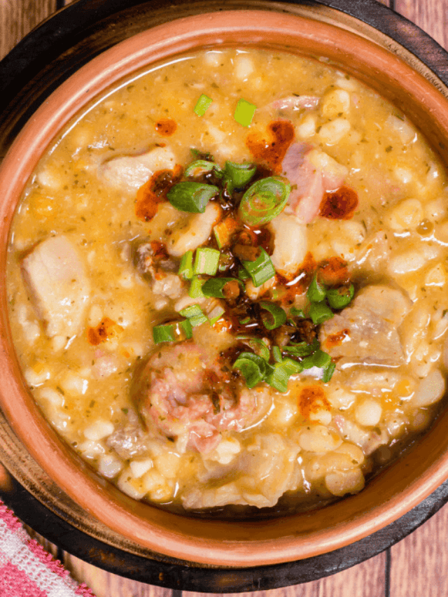 Ceramic bowl with typical Argentine cuisine Locro Stock
