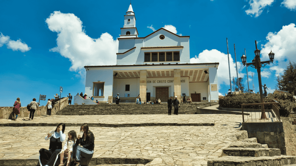 Cathedral on Monserrat Mountain Bogota Stock