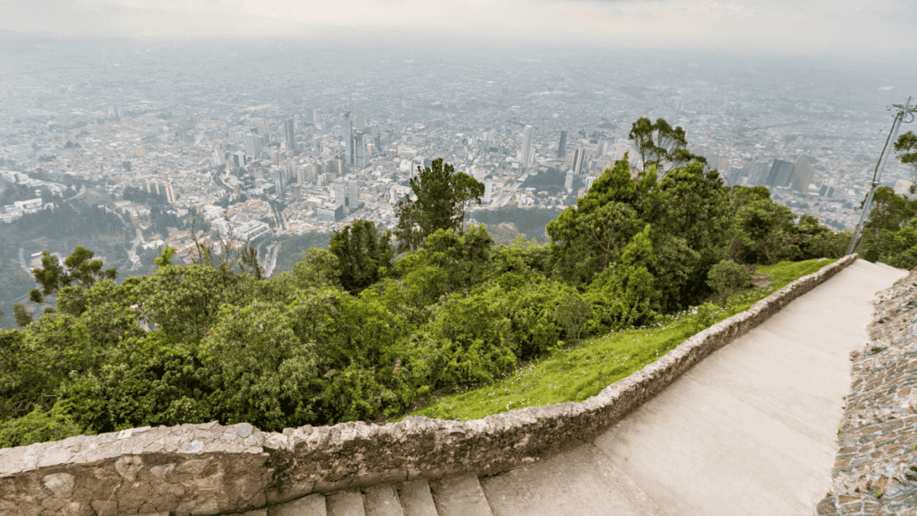 View From the Top of the Mountain, Monserrat Mountain, Bogota Stock