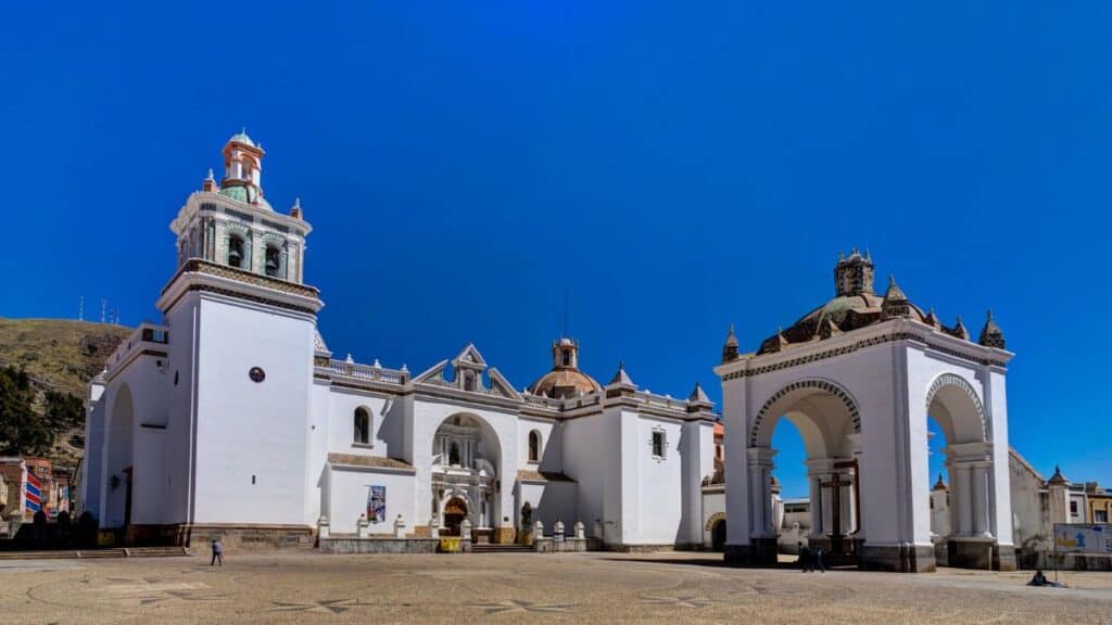 Basilica of Our Lady of Copacabana Lake Titicaca Stock