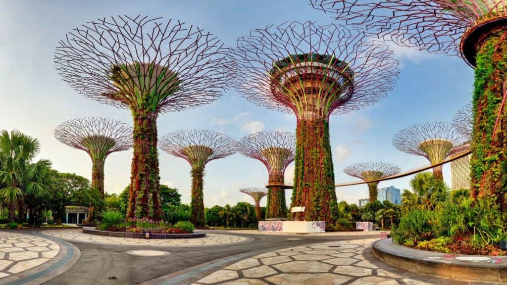 Singapore Supertrees in garden by the bay at Bay South Singapore Stock
