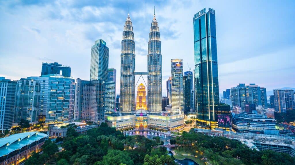 Beautiful architecture building exterior city in kuala lumpur skyline Stock