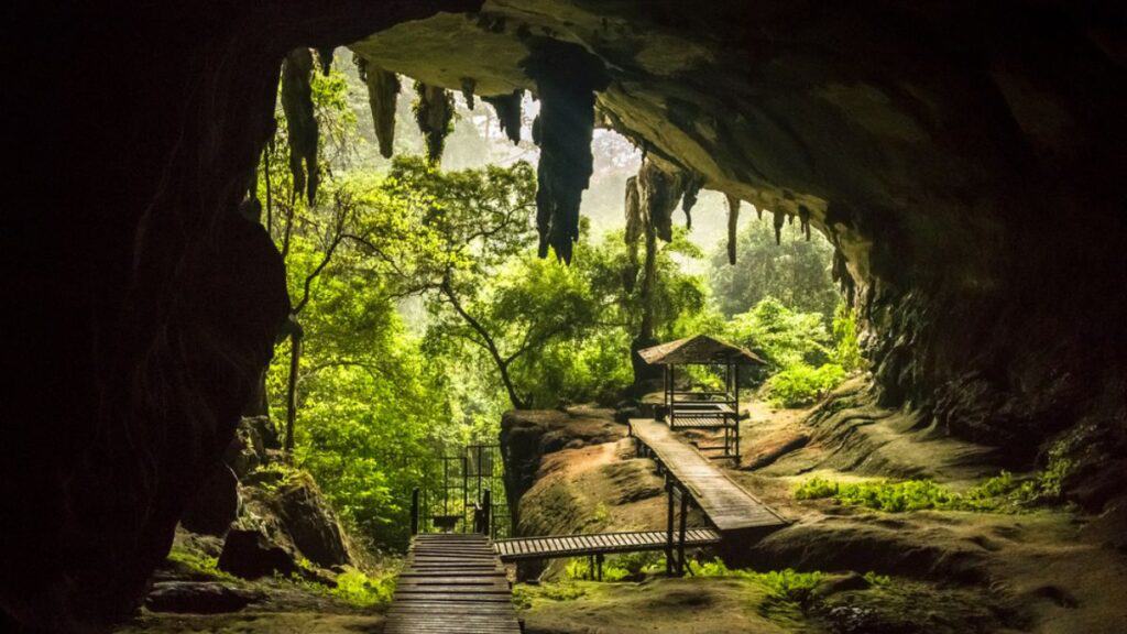 Cave entrance in Niah National Park, Niah Cave in Sarawak Malaysia Stock
