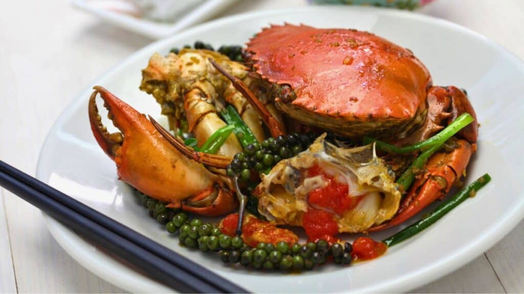 Kdam Chaa - Deep Fried Crab Cambodian Food Stock