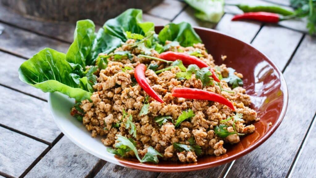 Laap or Larb well-loved dish in Luang Prabang Stock