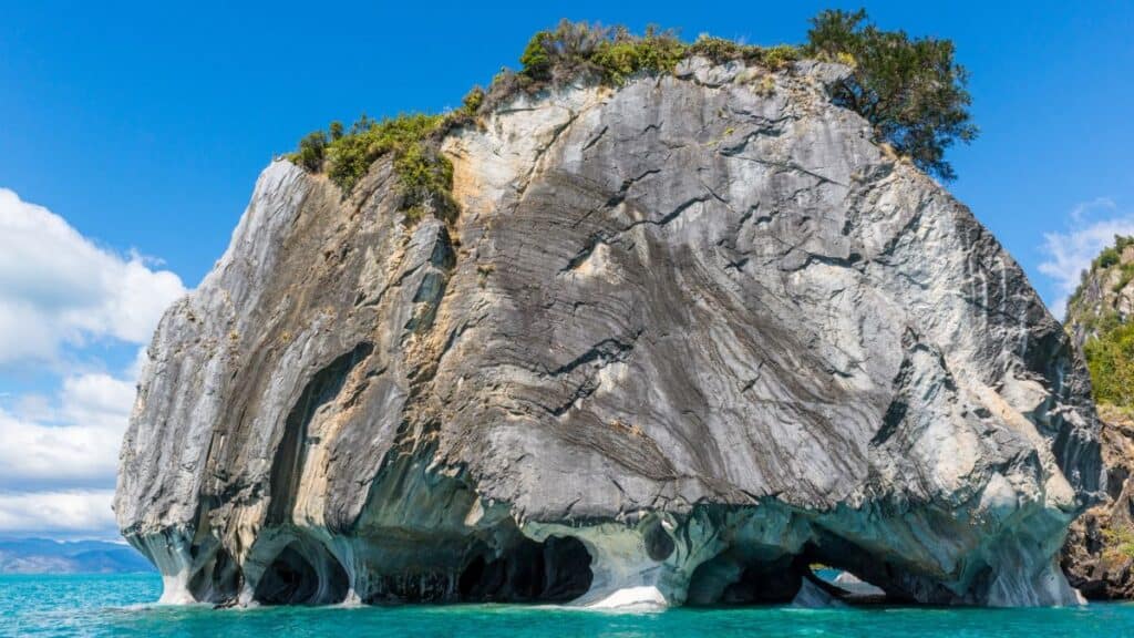 Marble Caves of lake General Carrera (Chile) Stock