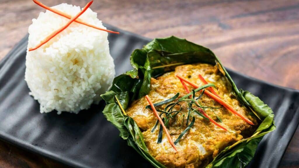 Traditional Cambodian khmer fish amok curry Stock