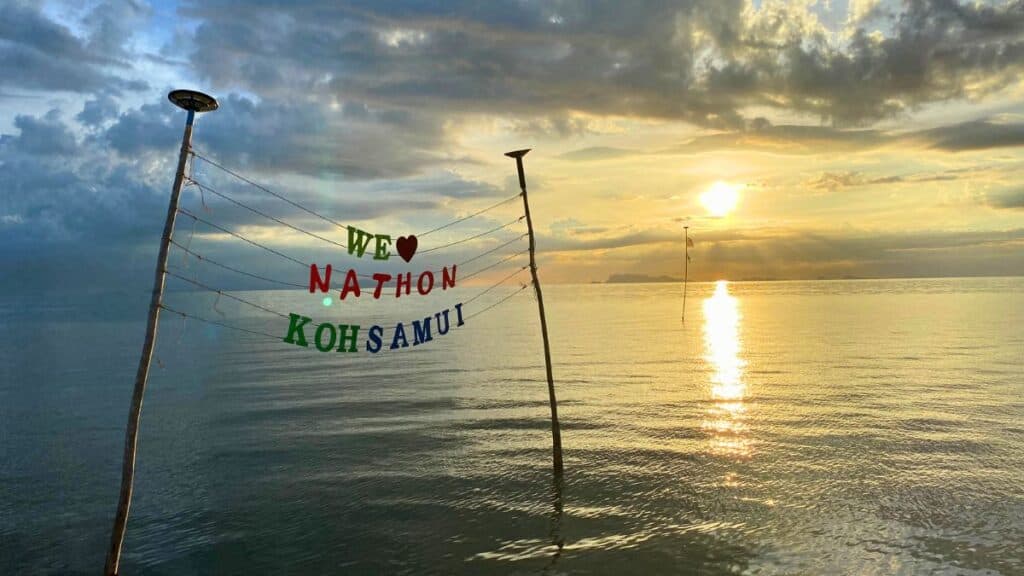 I Love Koh Samui Sign in Sea on the Beach Koh Samui Thailand Sunset