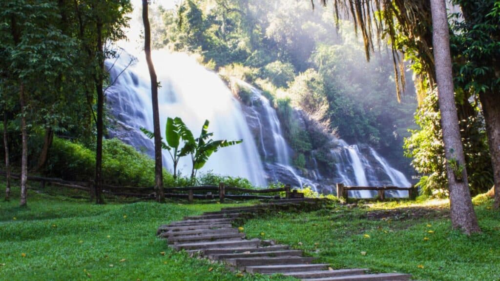Wachirathan waterfall, Doi Inthanon National Park in Chiang Mai Stock
