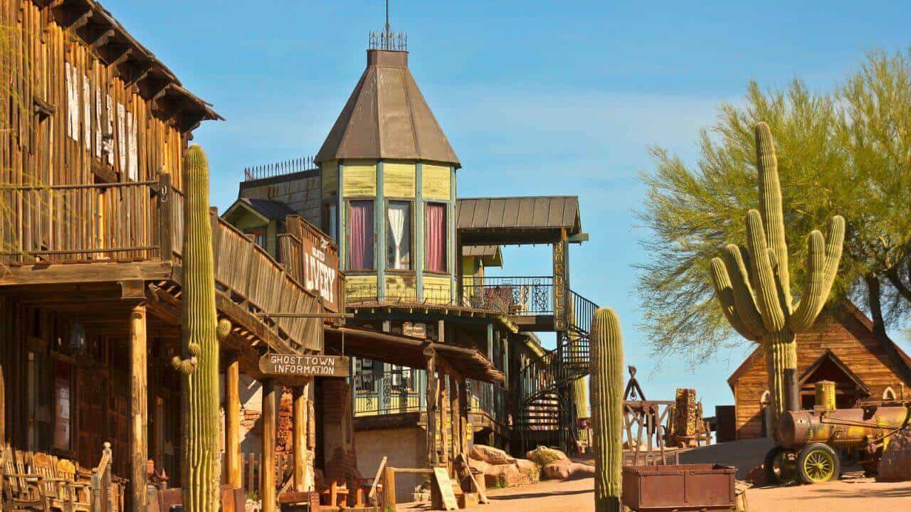 A Look at Goldfield Ghost Town, Arizona Stock