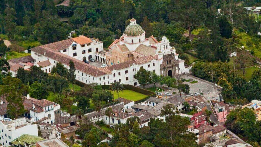 Aerial View of Guapulo Church in Quito Ecuador Stock