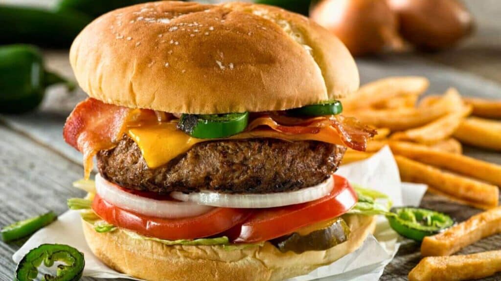 Bacon Cheddar Jalapeno Burger Stock