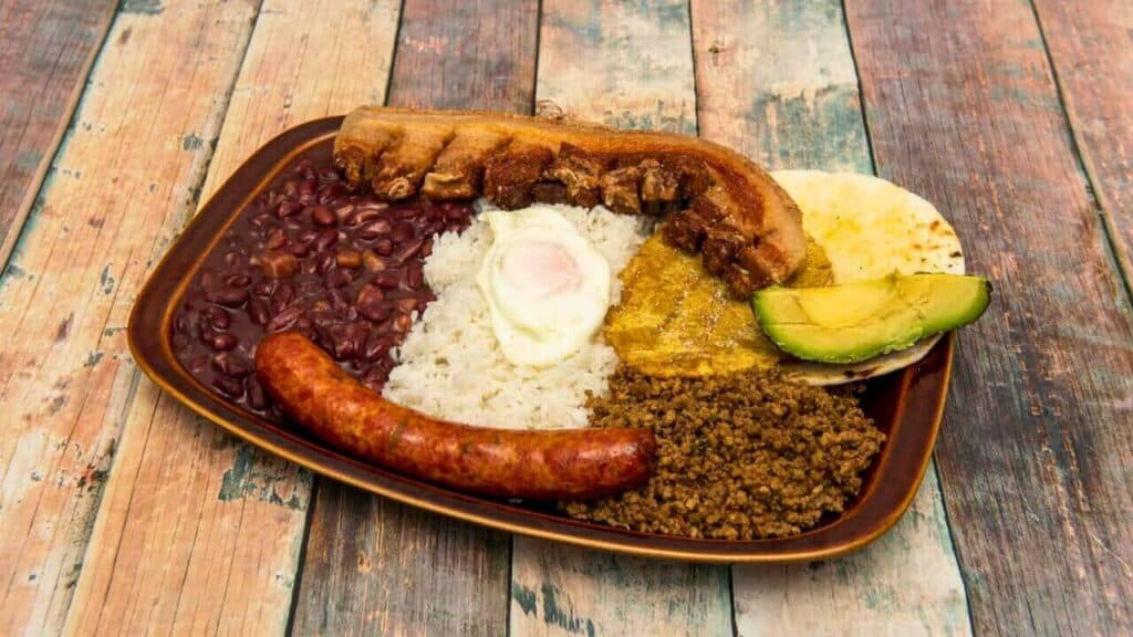 Bandeja Paisa Tray Colombia Food Stock