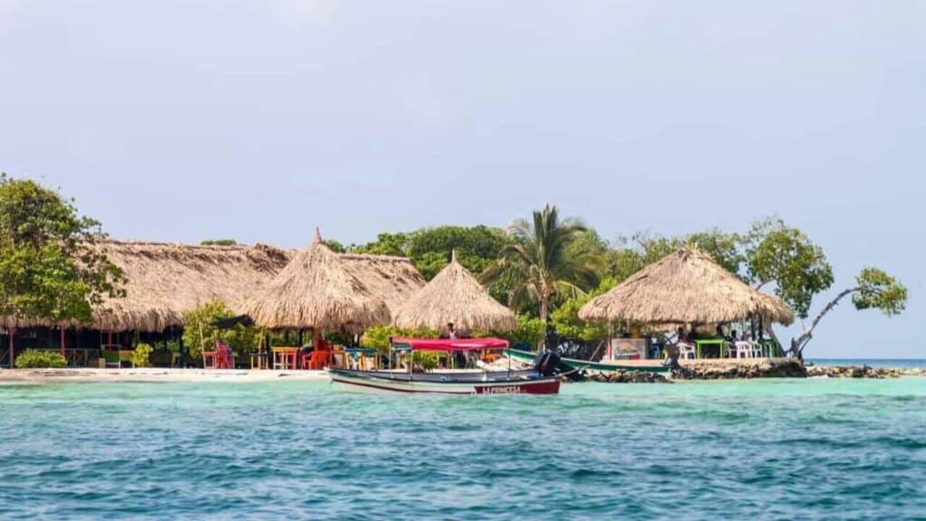 Beach Huts in Mucura Island San Bernardo Islands Colombia Stock