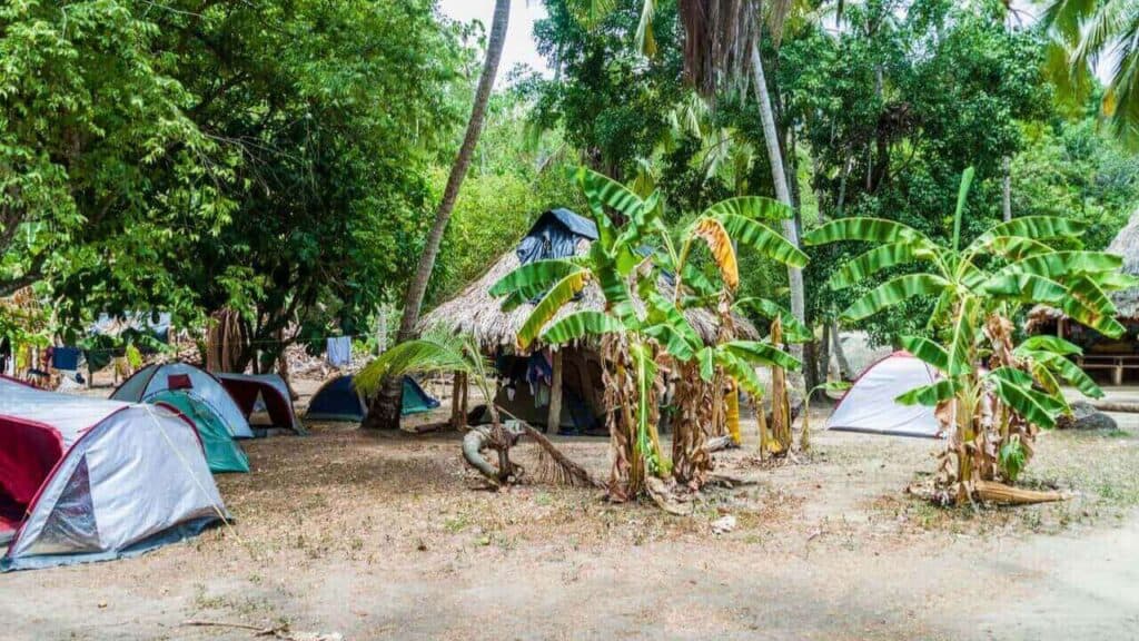 Camping Tents In Tayrona National Park Colombia Stock