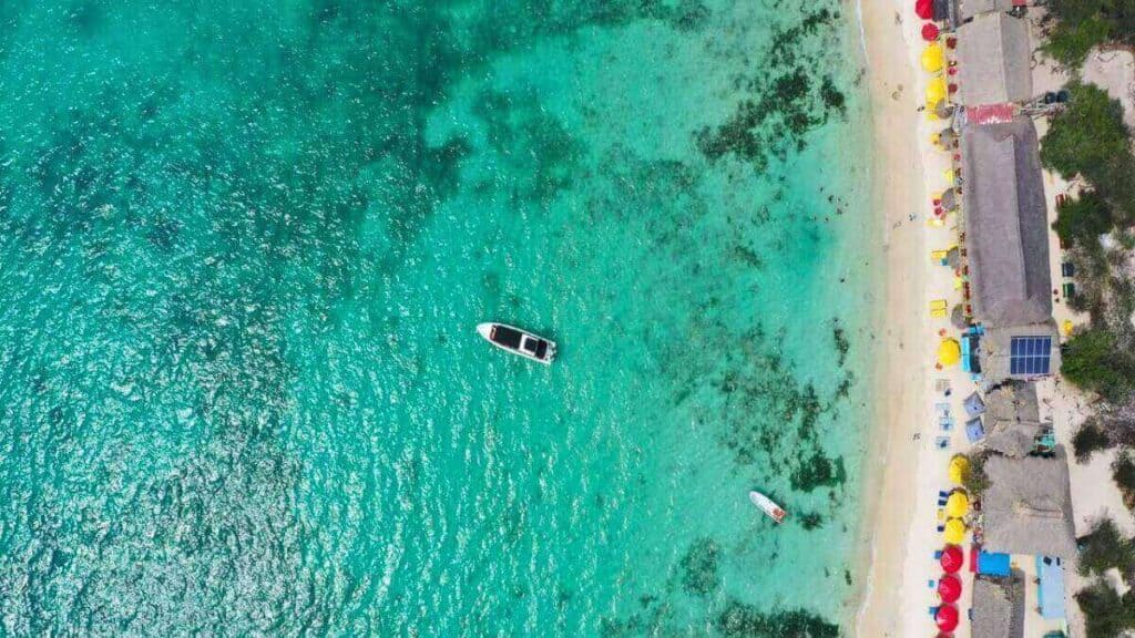 Coastal View of Playa Blanca in Cartagena Colombia Stock