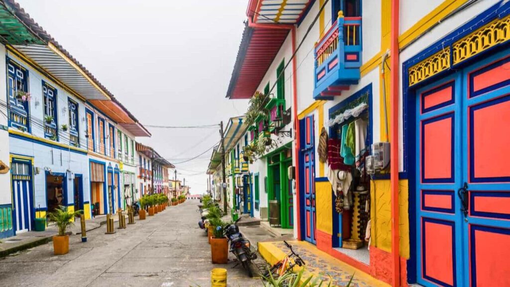 Colorful Streets of Filandia Colombia Stock