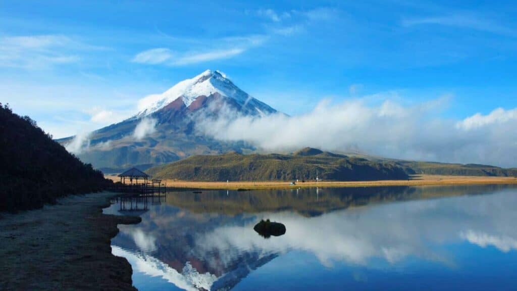 Cotopaxi Volcano from Laguna Limpiopungo Ecuador Stock