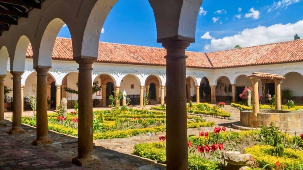 Courtyard of a convent Santo Ecce Homo In Colombia Stock