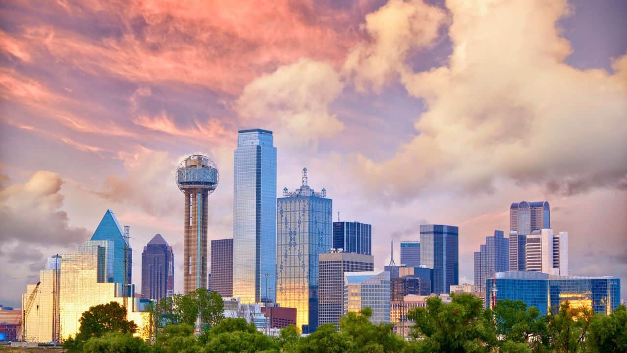 Dallas at sunset stock
