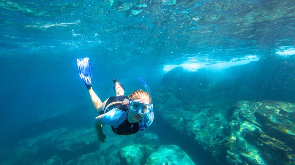 Diving in Tropical Sea Stock