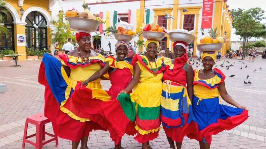 Las Palenqueras in Cartagena Colombia Fruit Sellers Stock