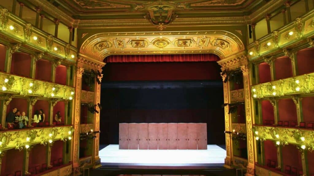 Main Hall Stage Of Teatro Colon In Bogota Colombia Stock