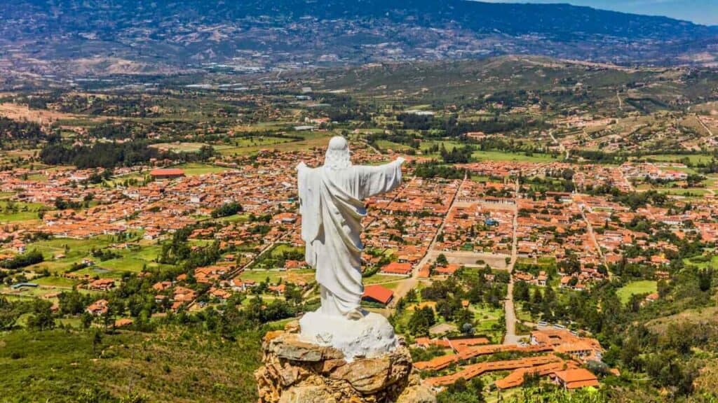 Mirador El Santo Villa de Leyva skyline cityscape Boyaca Colombia Stock