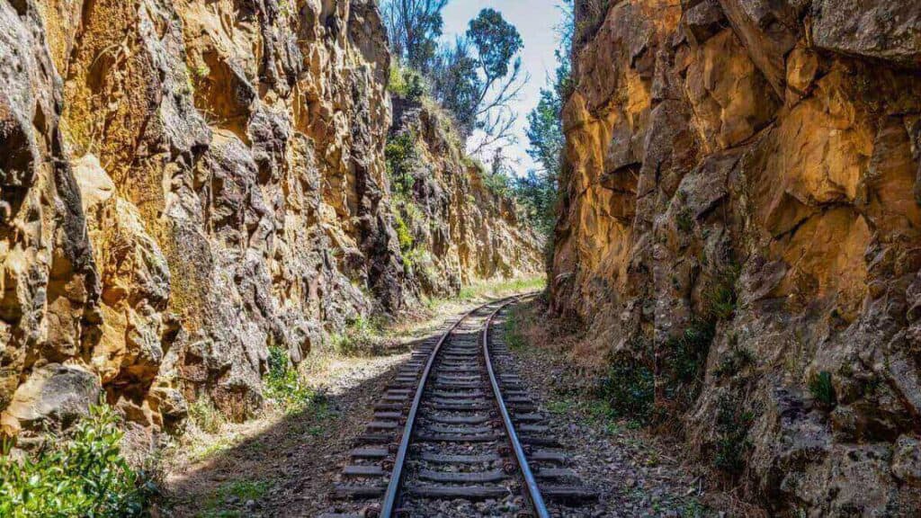 Old railway that crosses the municipality of Suesca Bogota Colombia Stock