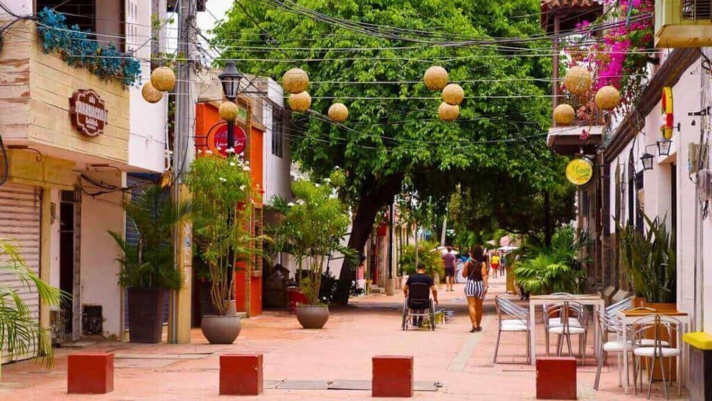 Outdoor view of Lovers Park in downtown Santa Marta, Colombia Stock