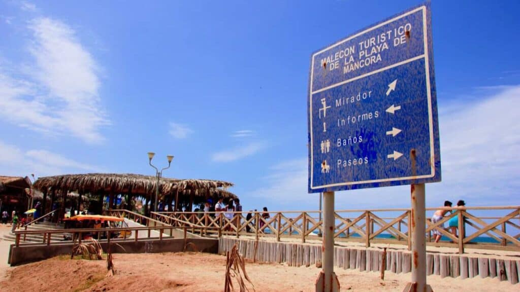 Playa de Mancora Signage Peru Stock