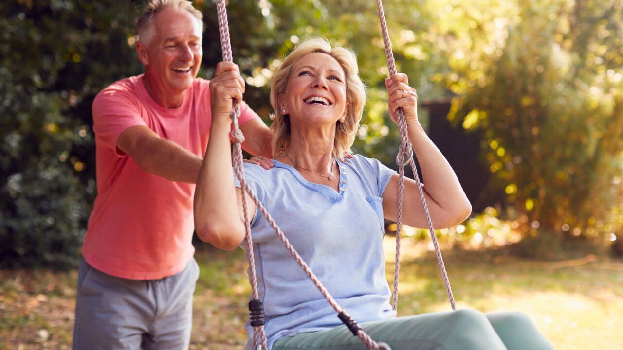 Retired Couple Having Fun Stock