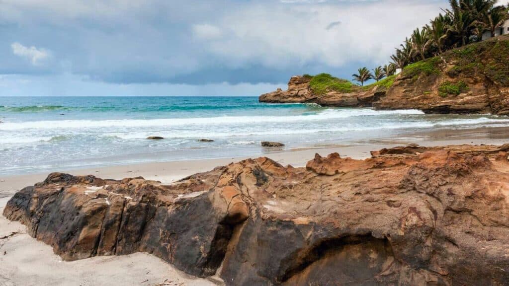 Small charming fishing village of Mompiche, Ecuador Stock