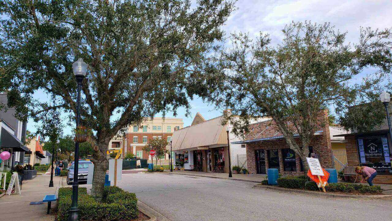 Views of Downtown Clermont, Florida in Summer Stock
