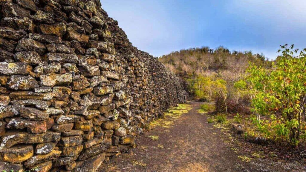 Wall of Tears in Isabela Island Galapagos Stock
