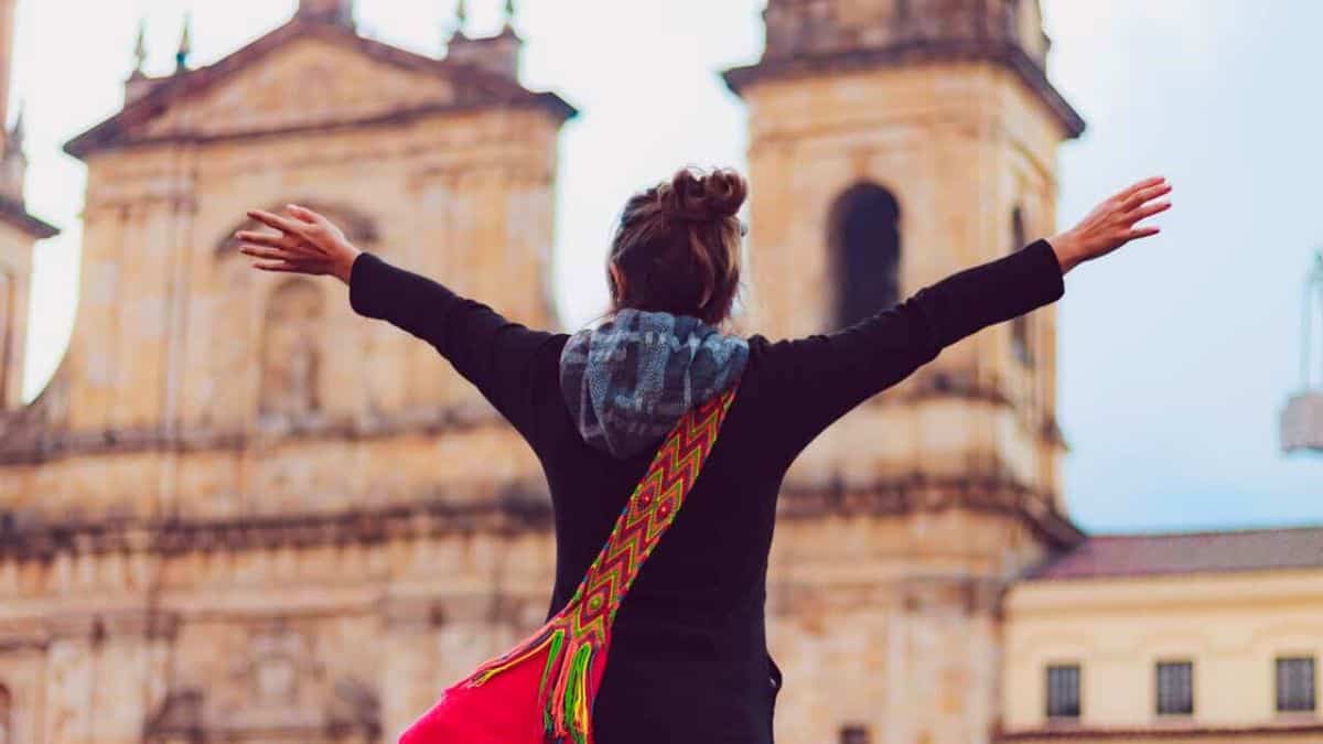 Woman Travelling To Bogota Stock