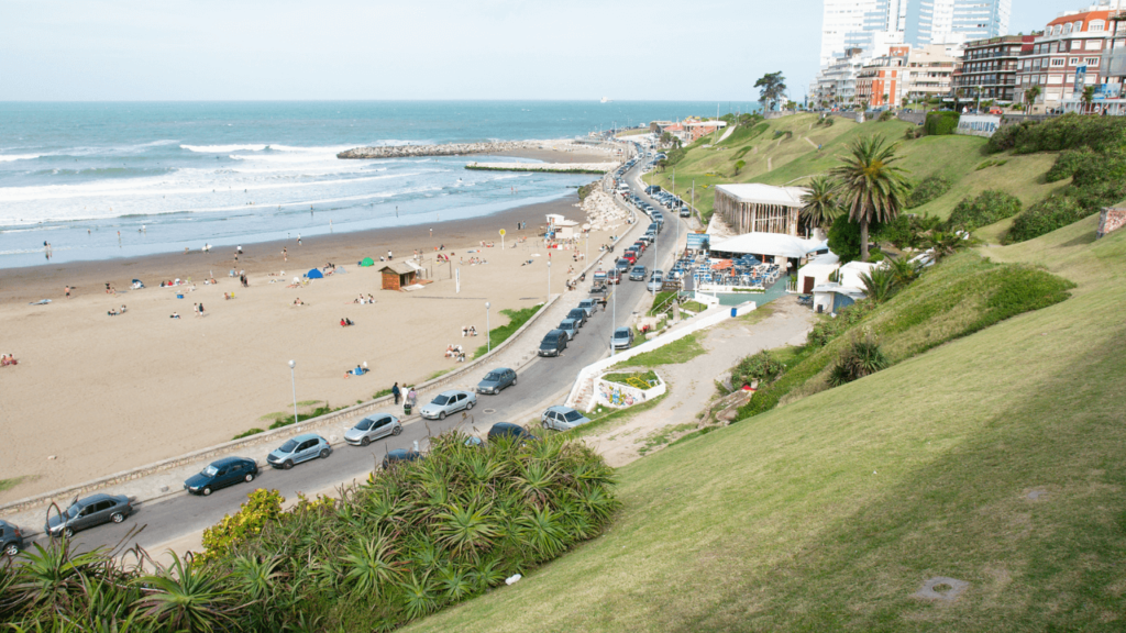 Panoramic View of a Coastal Region of Mar del Plata, Buenos Aires Stock