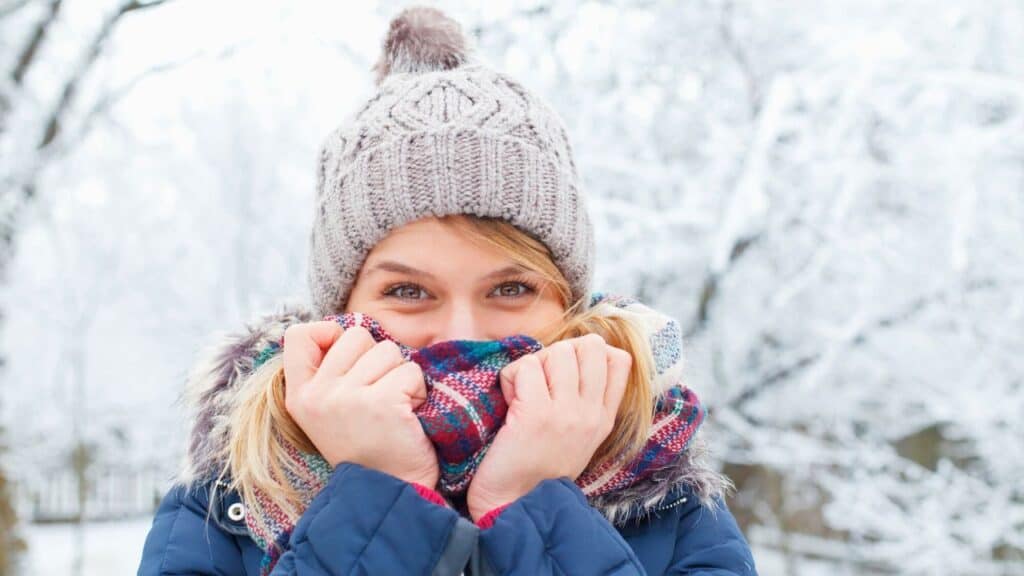Woman During Chilly weather Stock