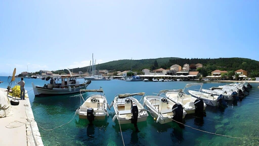 Assos Cephalonia Island Greece lakeside town.