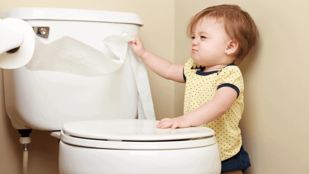 Baby Pulling on the Toilet Paper Stock