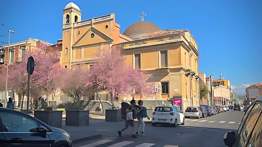 Catania Italy church street view.